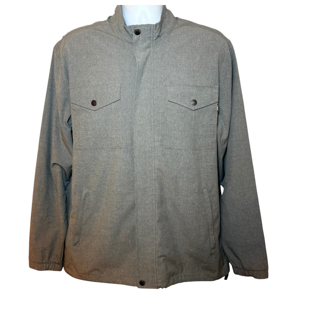 Linksoul Full Zip Boardwalker Windbreaker Jacket Mens Large Gray Snap Buttons